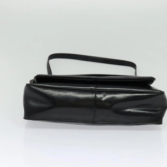 LOEWE Anagram Shoulder Bag Leather Black Gold Auth bs27097 - Picture 6 of 16